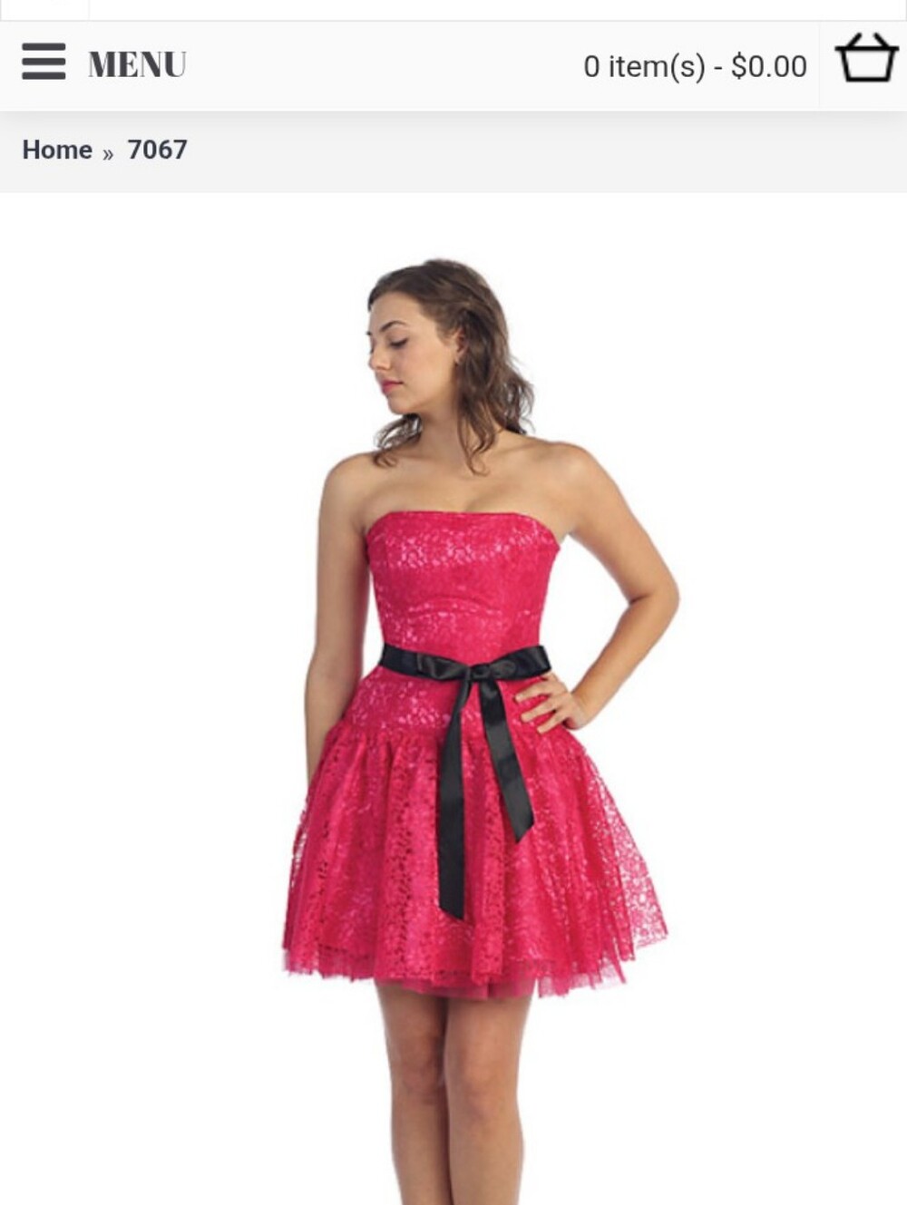 Strapless Fuchsia Lace Formal Dress